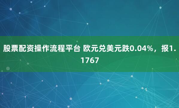 股票配资操作流程平台 欧元兑美元跌0.04%，报1.1767
