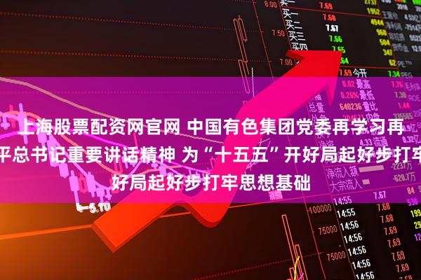上海股票配资网官网 中国有色集团党委再学习再领会习近平总书记重要讲话精神 为“十五五”开好局起好步打牢思想基础